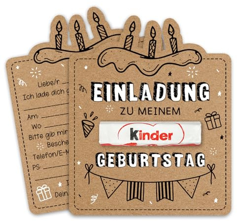 Einladungskarten Kindergeburtstag Junge, 15 Einladung Kindergeburtstag | Kindergeburtstag Einladungskarten aus Kraftpapier, DIY Einladungskarten für Mädchen und Jungen, Schokoladenfrei