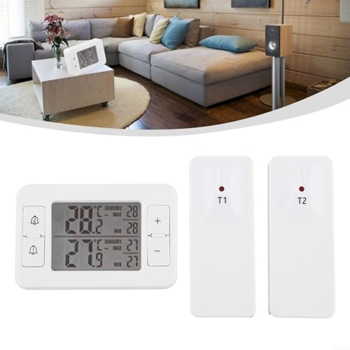 Funkthermometer für Innen und Außen mit zwei Sensoren und Temperaturalarmeinstellungen