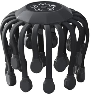 Masajeador de Cabeza Aparato con 20 Nodos Vibratorios | Con Música Rascador Cabeza 360° Masajeador Cuero Cabelludo 5 Modos para Aliviar Estrés y Tensión, para Mujeres, Hombres y