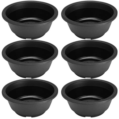 OSALADI Lot de 6 Pots de Fleurs Ronds en Plastique pour Succulentes Jardinières D’intérieur de Taille Moyenne Pots Décoratifs Verts pour Jardin Bureau et Balcon Faciles à Entretenir