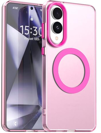 Techsuit für Samsung Galaxy S25 Edge Hülle mit Soft Touch, Magnetring Kompatibel, Stoßfest, Verstärkte Ecken, Kameraschutz, Erhöhte Kanten, CandyCase Magnetic, Soft TPU, Rosa