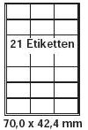 pripa Etikettenformat 70 x 42,4 mm 200 Blatt DIN A4 Selbstklebende Etiketten (200)