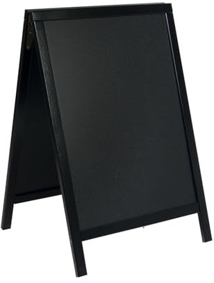 SECURIT - Tableau sur Pied en Bois de Pin Woody - Ardoise Pour Marqueur à Craie Liquide - Pour Restaurant, Bar, Café Boutique - 55 x 85 cm - Noir