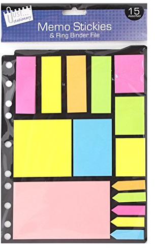 JUST STATIONERY NEON MEMO Stickers ON Ring Binder Folder