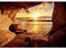 Runa Art Fototapete Schlucht Strand Sonnenuntergang 352 x 250 cm Vlies Tapeten XXL Moderne Wandtapete Wohnzimmer Schlafzimmer Braun Orange 9071011a