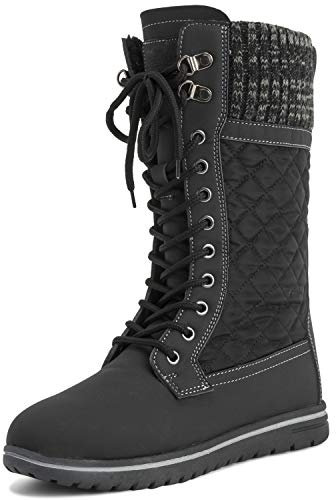 Polar Boot Damen Hoch Dauerhaft Kunstpelz Winter Regen Schnee Wasserdicht Draussen Kalb Stiefel - 9 - BLK42 AYC0535