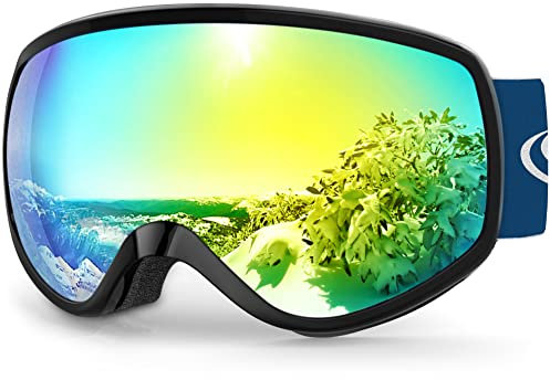 Findway Skibrille Kinder, Snowboardbrille Helmkompatible Schneebrille Verspiegelt 100% UV-Schutz Anti-Nebel Kinder Skibrille für Jungen Mädchen 3-8 Jahre Skifahren Skaten Snowboarden