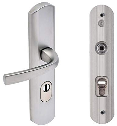 Vachette MUZE - Poignée de porte blindée sur Plaque pour porte d'Entrée - Version Clé I - Entraxe 195 mm - Matériau Zamak Résistant - Finition Diamant Noir - Garantie 10 Ans