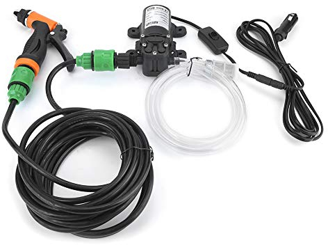 Pompa per Lavaggio Auto, Pistola elettrica Portatile per Pulizia Acqua 12V, Tubo Acqua, Kit di Lavaggio Potente a Pressione, per casa, Giardino, Auto, Aria condizionata