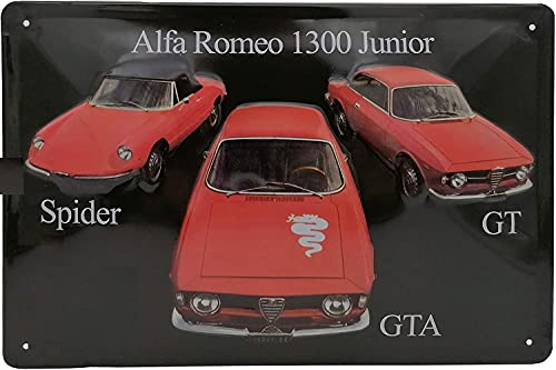 30 x 20 cm Retro Blechschild passend für Alfa Romeo Fans, Deko Werkstatt, Garagen, Auto Schild, geprägtes Stahlblech