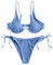 ZAFUL Damen Zweiteiliger Bügel Bikini-Set, Leopardenmuster Criss Cross Push Up High-Cut Gepolsterte Bikini Badeanzug (A-Blau,L)