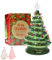 Grün Keramischer Weihnachtsbaum 13 Zoll Prelit Weihnachtsdekorationen Aesthetic Room Decor Tischplatte Winter Baumdekor mit mehrfarbigen Glühbirnen Star Topper Vintage Weihnachtslichter Geschenke