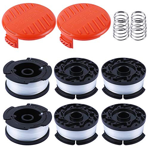 eHanasaku Trimmer Strimmer Spool & Line Compatible with BLACK & DECKER, 6 Pack Autofeed Strimmer Trimmer Replacement Reflex Wire(6 Replacement Spool & 2 Spool Cap & 2 Spring)