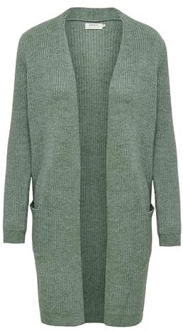 ONLY Damen Lange Strickjacke mit Taschen | Stretch Casual Langarm Gerippt | Open Cardigan Noos ONLJADE, Farben:Grün, Größe:XL