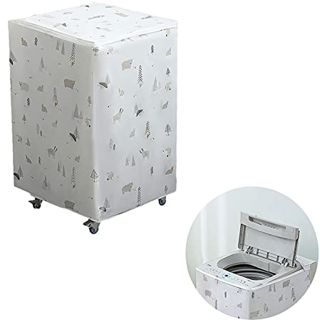 FONDUO Couverture Machine à Laver, Protecteur Imperméable, Protection Solaire Anti-poussière Housse pour Machine Lave-Linge pour Machine à Laver à Tambour/Turbo (Ouverture par Le Haut 1)