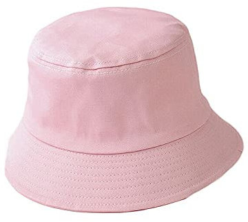 Boolavard Chapeau de Soleil de Plage Seau de Voyage d'été Pliable 100% Coton Unisexe (L-XL, Rose)