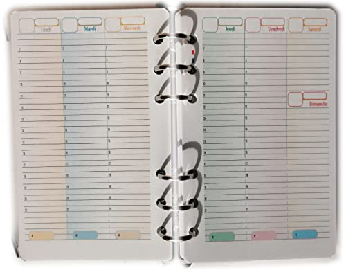 Ersatz-Terminplaner für Organizer – A6 Personal 10 x 17 cm – 52 Wochen – Perpetua – Nachfüllbare Kalendereinlagen – Français