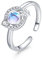 Regenbogen Mondstein Ringe 925 Sterling Silber Mondstein Ring Verstellbar Offener Planet Ring Verlobung Schmuck für Damen für Mädchen Mutter Schwester