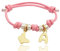 bracciale cordino rosa con ciondoli farfalla e lettera iniziale nome, in argento 925. Regalo bambina per nascita, battesimo, primi compleanni, comunione