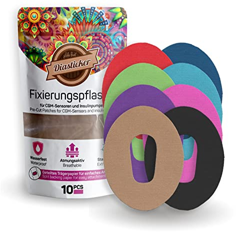 Diasticker® | Dexcom G6 - Cerotto per Sensore (10 pezzi, Mix) | Impermeabile - Traspirante - Forte tenuta | fissaggio del sensore, cerotti, fissazione, over-patch-tape