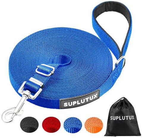 Training Lead for Dogs 5m/16ft Adjustable Long Line Dog Lead for Puppy Medium Large Dogs with Padded Handle & Storage Bag (Blue)