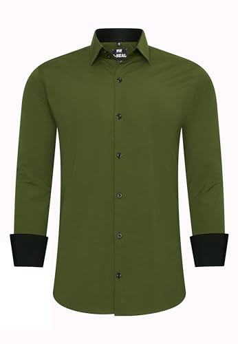 R-Neal Business-Hemd Herren Kontrast Hemd Hochzeit-Hemd Slim Fit Hemden Stretchhemd S - 4XL G44