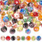 OLYCRAFT 80 unidades de 8 mm de oro arena Murano perlas de cristal hecho a mano, flor interior, perlas redondas, perlas espaciadoras para rosario, fabricación de joyas, artesanía con agujero de 1,4