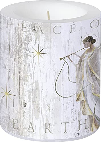 Miss Lovely Stumpen-Kerze Windlicht Weihnachts-Kerze Engel Frieden auf Erden in Silber Gold & weiß Weihnachts-Deko Weihnachten Advevent Weihnachts-Feier Winter Konfirmation Kommunion