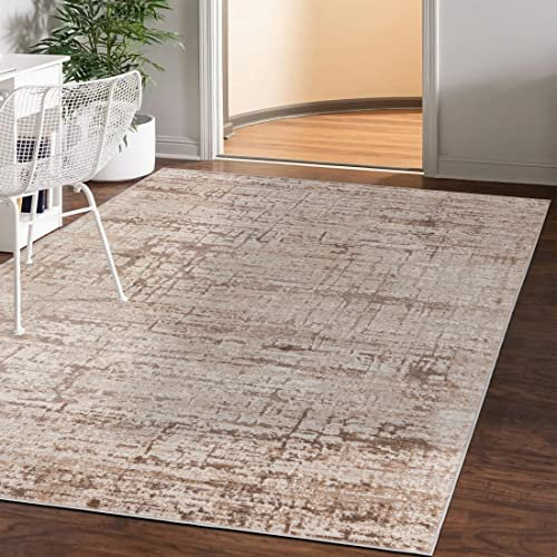 Mazovia Abstraktes Vintage Designer Teppich - Kurzflor - Weich Teppich für Wohnzimmer, Esszimmer - ÖKO-TEX Wohnzimmerteppich - Teppiche Beige 200 x 300 cm