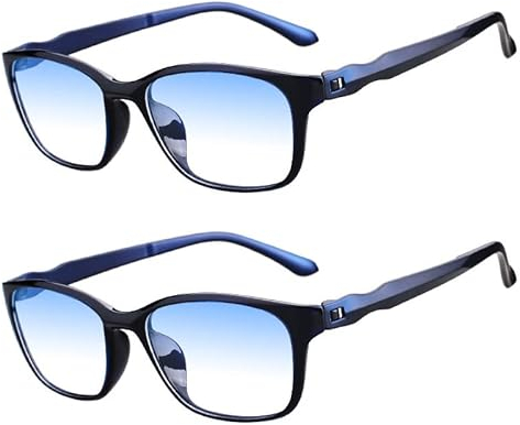 Eyglajdd Blaulichtfilter Lesebrille für Herren Damen Matt Finish,TR90 leicht Lesehilfe Brille mit Federscharnieren 2er-Pack Blau +2,0