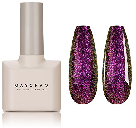 MAYCHAO 15ML Chameleon Gel Nail Polish 1Pc Pink to Yellow Nail Polish Soak Off UV LED Nail Gel Polish Nail Art Starter Manicure Salon DIY at Home, 0.5 OZ