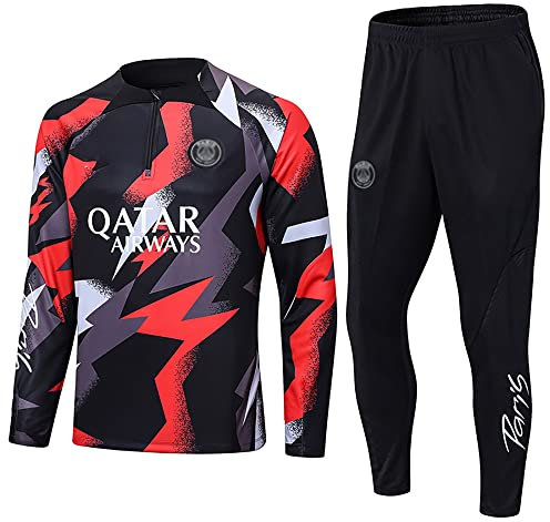 WDDWYHLL Paris Fußball Trainingsanzug, Fußballclub Herren Langarm-Sportbekleidung Atmungsaktives Sporttraining Fitness Laufanzug Trainingsanzug Jogginganzug Anzug Jungen,Orange,S