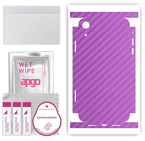 apgo Rückseite + Seiten Schutzfolie, Skin, kompatibel mit Apple iPhone XR, Hinten Displayschutzfolie aus Vinylfolie, Kratzfest, einfache Montage - Carbon Lila