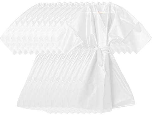 Einweg-Kimono mit Gürtel für Kosmetiker, Friseursalon und Kosmetikzentren, aus weißem TNT, 10 Stück