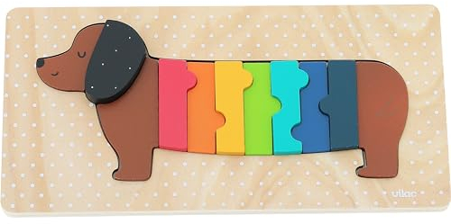Vilac - Andy Westface Puzzle/Einbettung in Volumen Hund – Spielzeug aus Holz Original – Lernen der Farben – Montessori-Methode – für Kinder ab 2 Jahren