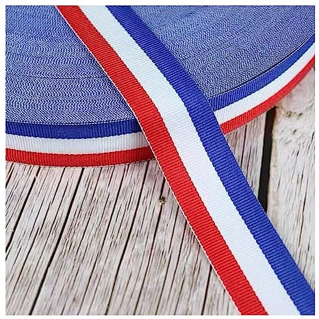 Ruban cadeau rouge, blanc, bleu, 10 m de long, pour décoration de mariage, emballage cadeau et célébrations nationales, banne patriotique (10 m x 30 mm)