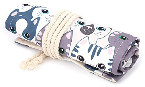 Fdit Porte-Rideau pour Stylos Trousse de Rangement Emballage en Rouleau Sac Cadeau Étui à Crayons Crayon de Couleur Canva Stylo Rideau Pochette pour Stylos Porte-Stylo en Toile à 36