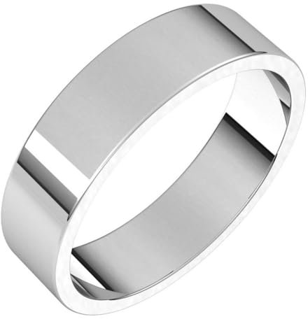 14 Karat Weißgold, 5 mm, flacher Bandring, US-Größe 6, Schmuck für Damen, One Size, Metall Weißgold Goldfarben Metall: Weißgold, Kein Edelstein