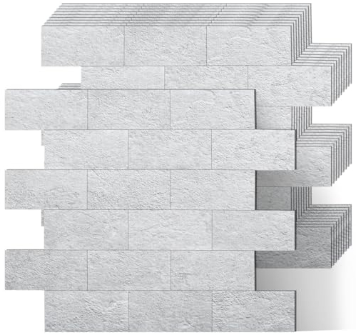 TIMESETL Self-Adhesive Wall Stickers 10pcs 13.5x11.4inch Grey Peel and Stick Wall Tiles, 3D Waterproof Backsplash Tiles for Kitchen Bathroom