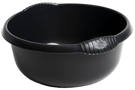 Aurora - High Grade Plastic 32cm Round Washing Up Bowl Kitchen Sink, Basin Mixing & Tidy Organizer with 7L Capacity. - Midnight (Darkish Grey)