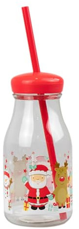 Widdle Gifts Christmas Milk Bottle and Straw Re-Useable - Santa and Friends 5997