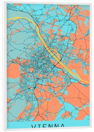 artboxONE Poster mit weißem Rahmen 18x13 cm Städte/Wien Wiener City Map - Bild Wien Stadt Wien stadtplan von Wien