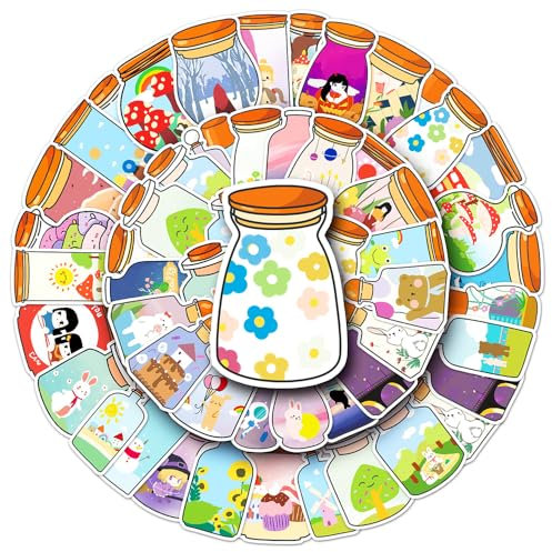 Exquisite Bottles Stickers for Boys Girls Teens Kids,Waterproof Vinyl Stickers for Phone Laptop Flasks Water Bottle Luggage Cup Bike Car Notebook Scrapbook, Cartoon Decals Pack[Bottles- 50Pcs]