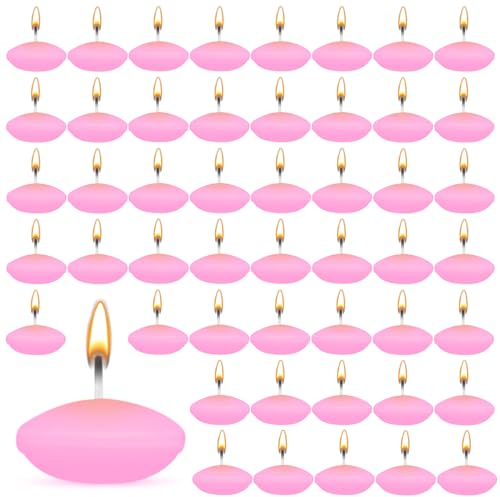50 Pièces Bougies Flottantes, Pas de Parfum Bougies Flottantes, Décorer Bougie Flottante, pour Piscine de Mariage, Baignoire de la Saint-Valentin, Dîner, Décoration de Noël (Rose)