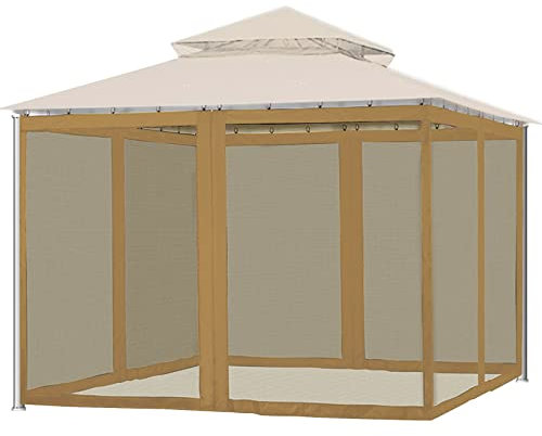 Mosquitera de repuesto para cenador con cremallera, mosquitera para sombrillas, 4 paneles, cortina de privacidad para patio, exterior, jardín y patio trasero (300 x 300 x 220 cm)