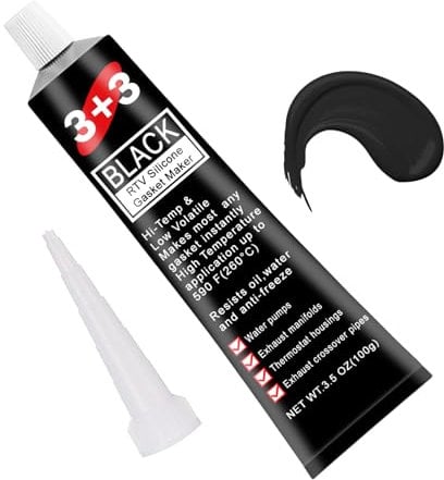Dichtmasse Motor Schwarz, 85g Hochtemperatur Silikon bis +260°C, Zylinderkopf Dichtmittel Auspuff Dichtmasse Motordichtmasse Dichtsilikon für die Reparatur Kfz-Motorradmaschinen