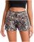 Generisch Shorts Damen Pailletten Hose Baumwolle Schwarz Jeans Sexy Booty Stretch Sport Sommer Knielang
