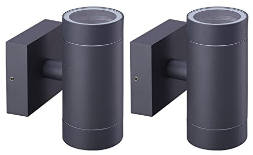 EBION 2 Stück AußEnwandleuchten GU10,Aussenlampe AußEnlampe Wand Wandleuchte Aussen IP54 Wasserdichte, Up And Down Leuchten Aussen,Anthrazit, Aluminium (Ohne Leuchtmittel)