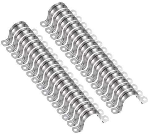 sourcing map 10pcs 1 9/16 Inch 40mm Conduit Clamps, M40 U Tube Pipe Clamp, Stainless Steel Rigid Pipe Strap, U Shaped Bracket with Two Hole for Pipe Tube Hose Wire Cord Fixing