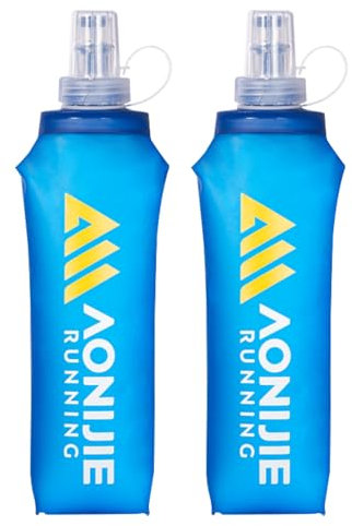 Azarxis Soft Flask Botella Plegable BPA Free Botella de Agua 250ml/500ml para Chaleco para Trail Running Correr Senderismo Ciclismo (Azul - 500 ml - 2 Piezas)